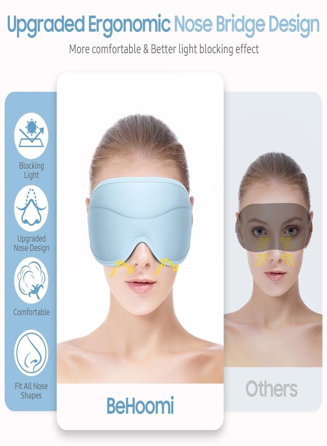 BeHoomi Sleep Mask, Premium Eye Mask for Sleeping, Total Blackout, Superior Soft Comfort, Upgraded 3D Ergonomic Designed Sleeping Mask for Home, Office, Travel, Meditation, Sky Blue - Image 2